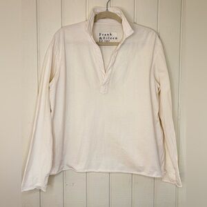 Frank & Eileen Popover Patrick Henley Cotton Jersey Ecru Ivory Size Medium